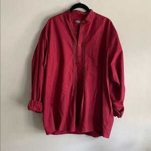 Red Long-Sleeve Pullover Tunic Shirt